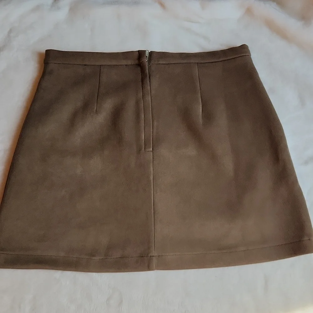 HFVE, Women's, Fall, Spring, Winter, Olive Green, Suede Like Skirt Mini Skirt